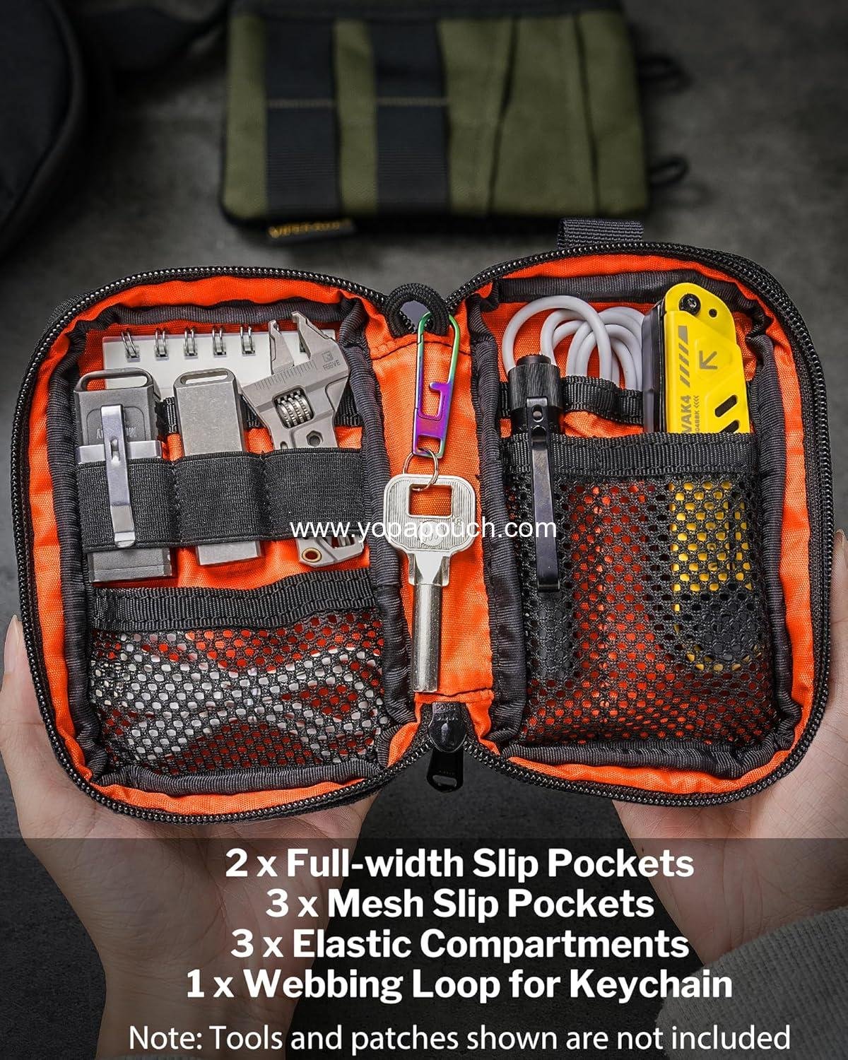 Wholesale EDC Pouch Organizer with 11 Compartments, Small Tool Pouch with DIY Patches Area for Multitools - Manufacturer