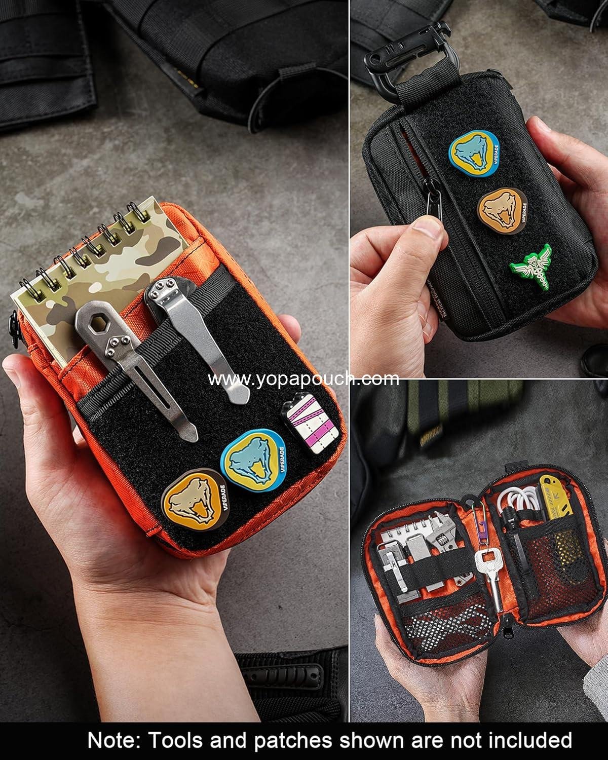 Wholesale EDC Pouch Organizer with 11 Compartments, Small Tool Pouch with DIY Patches Area for Multitools - Manufacturer