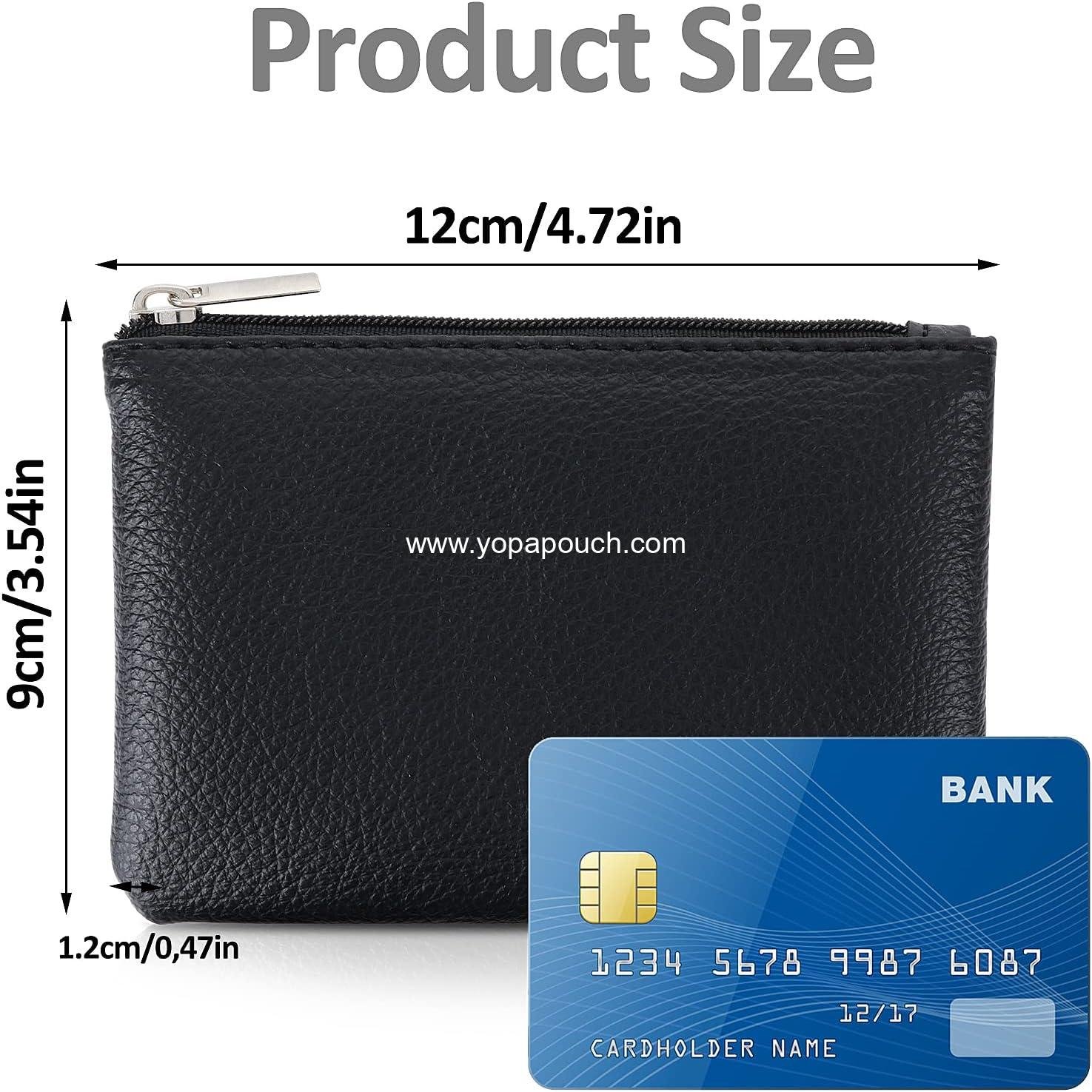 OEM PU Lychee Pattern Zipper Coin Purse - Portable Mini Change Wallet for Women, Compact Coin Pocket for Coins, Credit Card, ID, Keys, Headset, Lipstick (Black) - Supplier