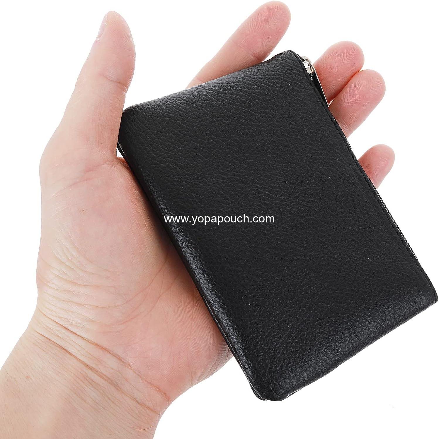 OEM PU Lychee Pattern Zipper Coin Purse - Portable Mini Change Wallet for Women, Compact Coin Pocket for Coins, Credit Card, ID, Keys, Headset, Lipstick (Black) - Supplier