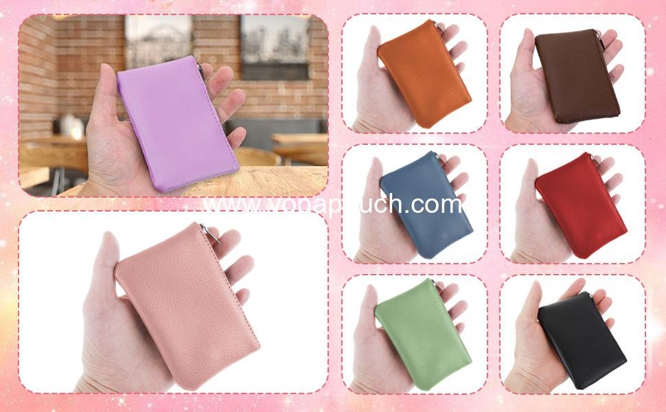 OEM PU Lychee Pattern Zipper Coin Purse - Portable Mini Change Wallet for Women, Compact Coin Pocket for Coins, Credit Card, ID, Keys, Headset, Lipstick (Black) - Supplier