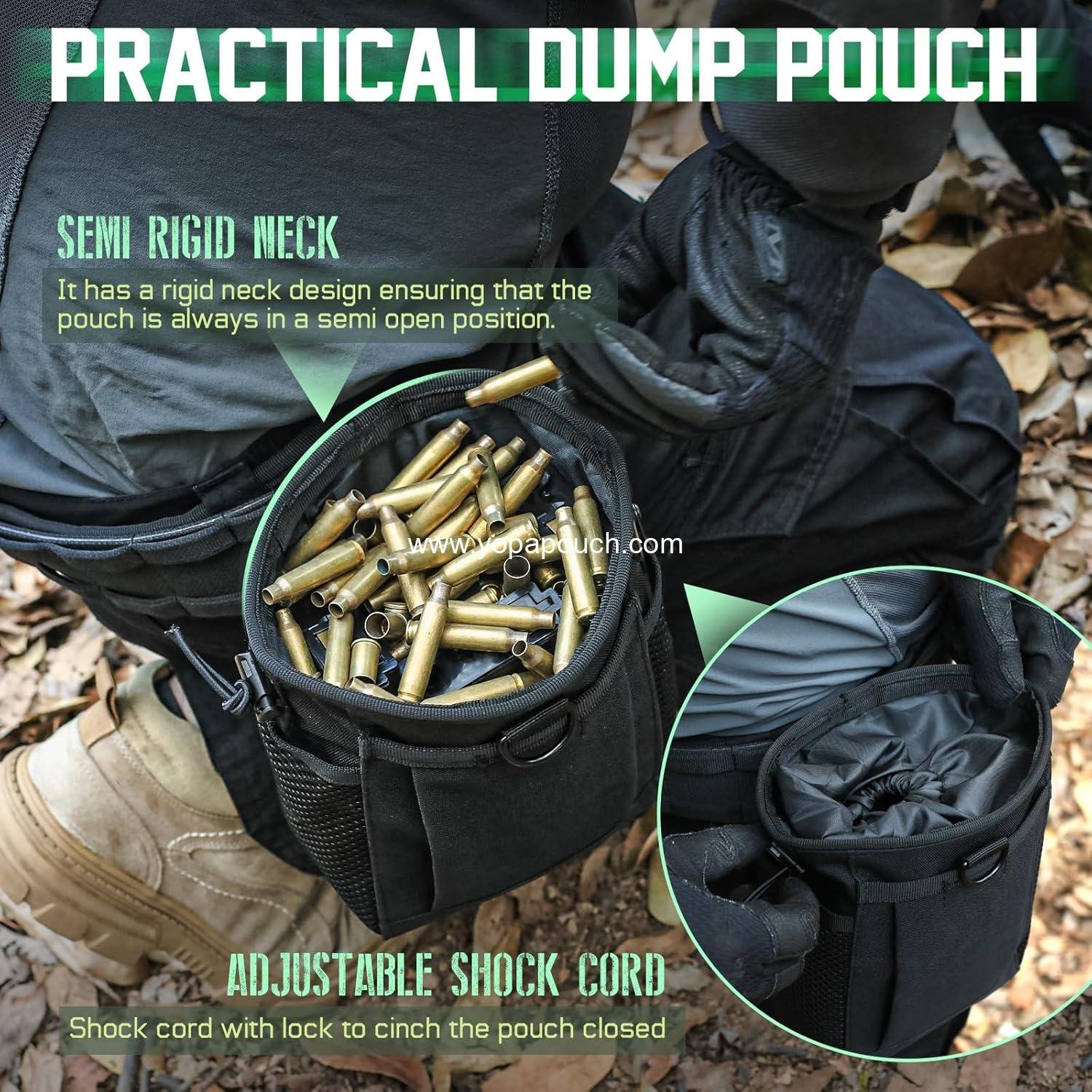 Wholesale Tactical Molle Dump Pouch, Adjustable Magazine Recovery Pouch with Drawstring for Ammo, Utility Fanny Bag for Airsoft Paintball Hunting Gear with D-Ring Grimlock, Supplier