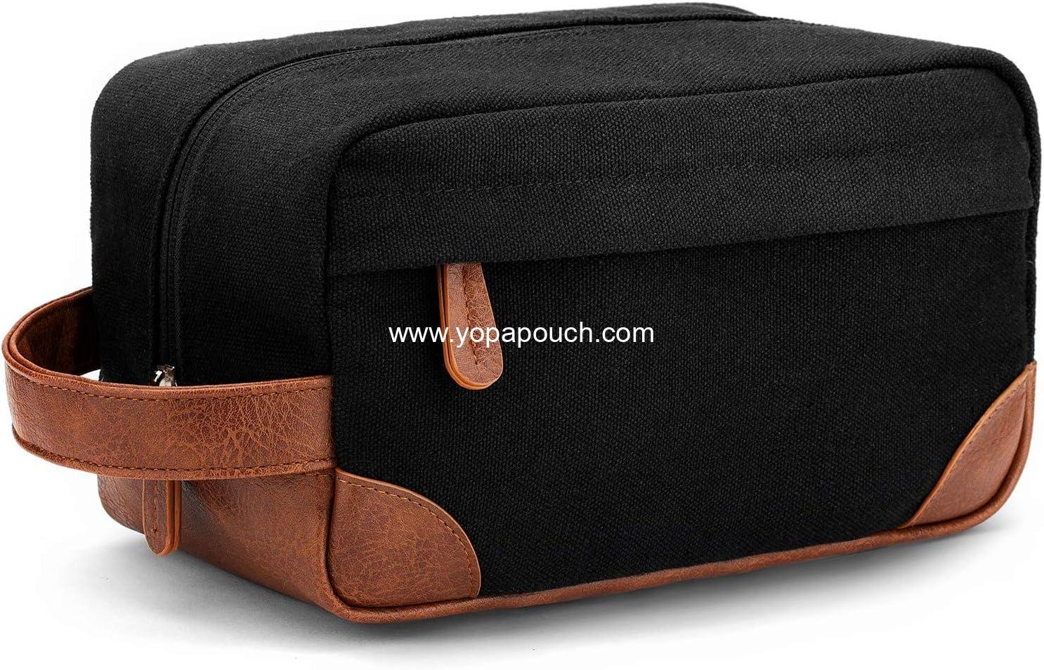 Vorspack Travel Toiletry Bag - Hanging Toiletry Bag for Men Water Resistant Canvas Shaving Bag with Large Capacity for Travel - Black
