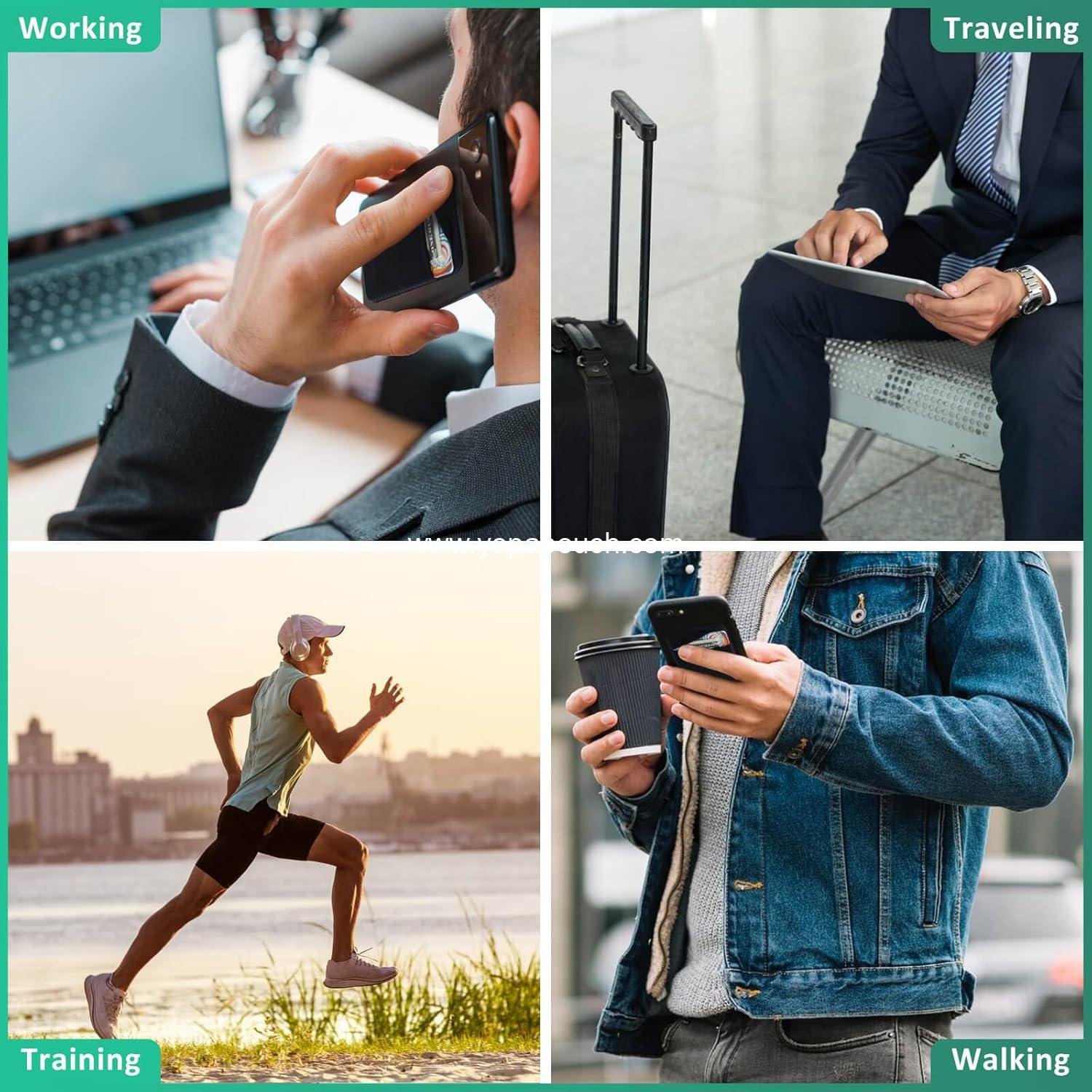 OEM 3-Pack Cell Phone Card Holder Pockets for Back of Phone, Stretchy Stick-On Wallet for Credit Card and ID, Self-Adhesive Sleeve with Flap, Fits iPhone and Samsung Galaxy - 2 Black + 1 Navy Blue Supplier