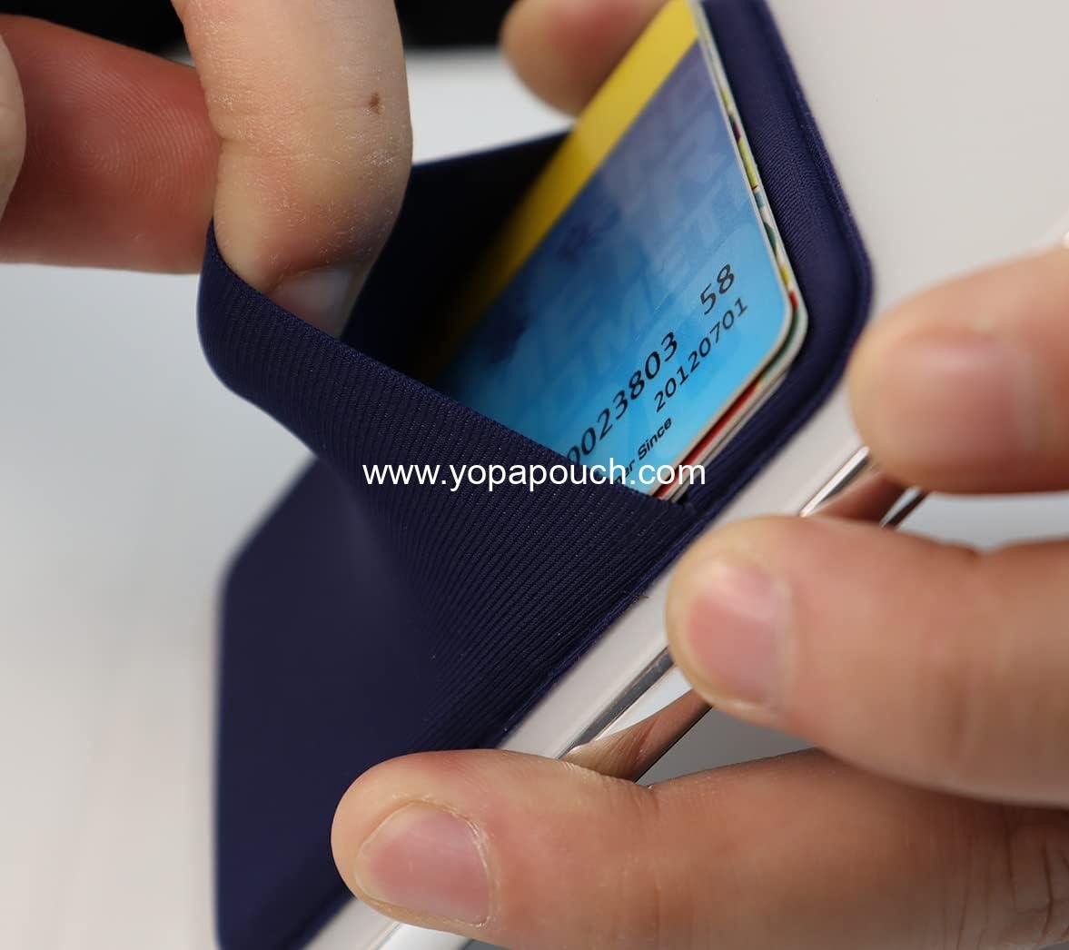 OEM 3-Pack Cell Phone Card Holder Pockets for Back of Phone, Stretchy Stick-On Wallet for Credit Card and ID, Self-Adhesive Sleeve with Flap, Fits iPhone and Samsung Galaxy - 2 Black + 1 Navy Blue Supplier