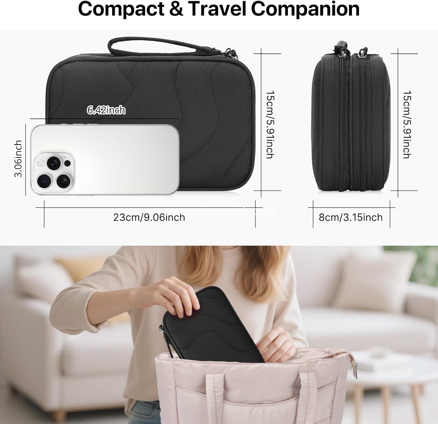 OEM Lightweight Electronics Organizer Travel Case - Double Layer Cable Organizer for Charger, Cord, Phone, Flash Drive, Accessories - Wholesale Supplier
