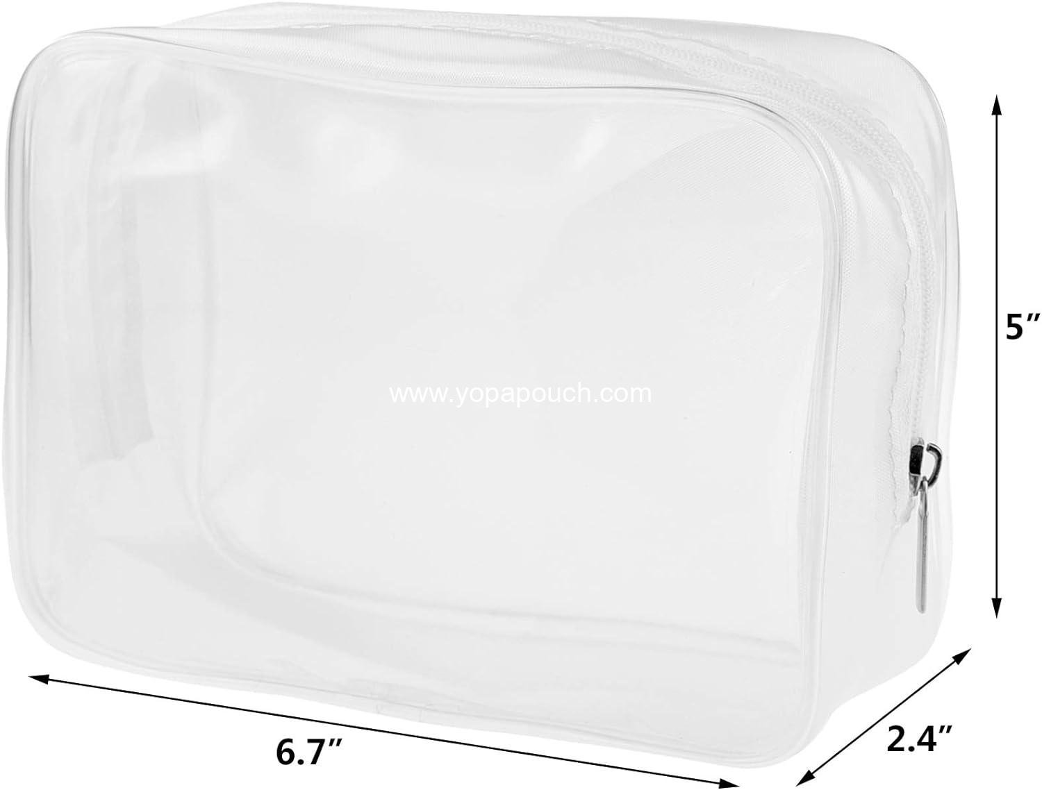 Wholesale Clear Cosmetics Bags | TSA Approved 5-Pack PVC Zippered Toiletry Pouches | Portable Makeup Organizers for Travel and Bathroom | Waterproof Vinyl Case (Medium, White) - Manufacturer