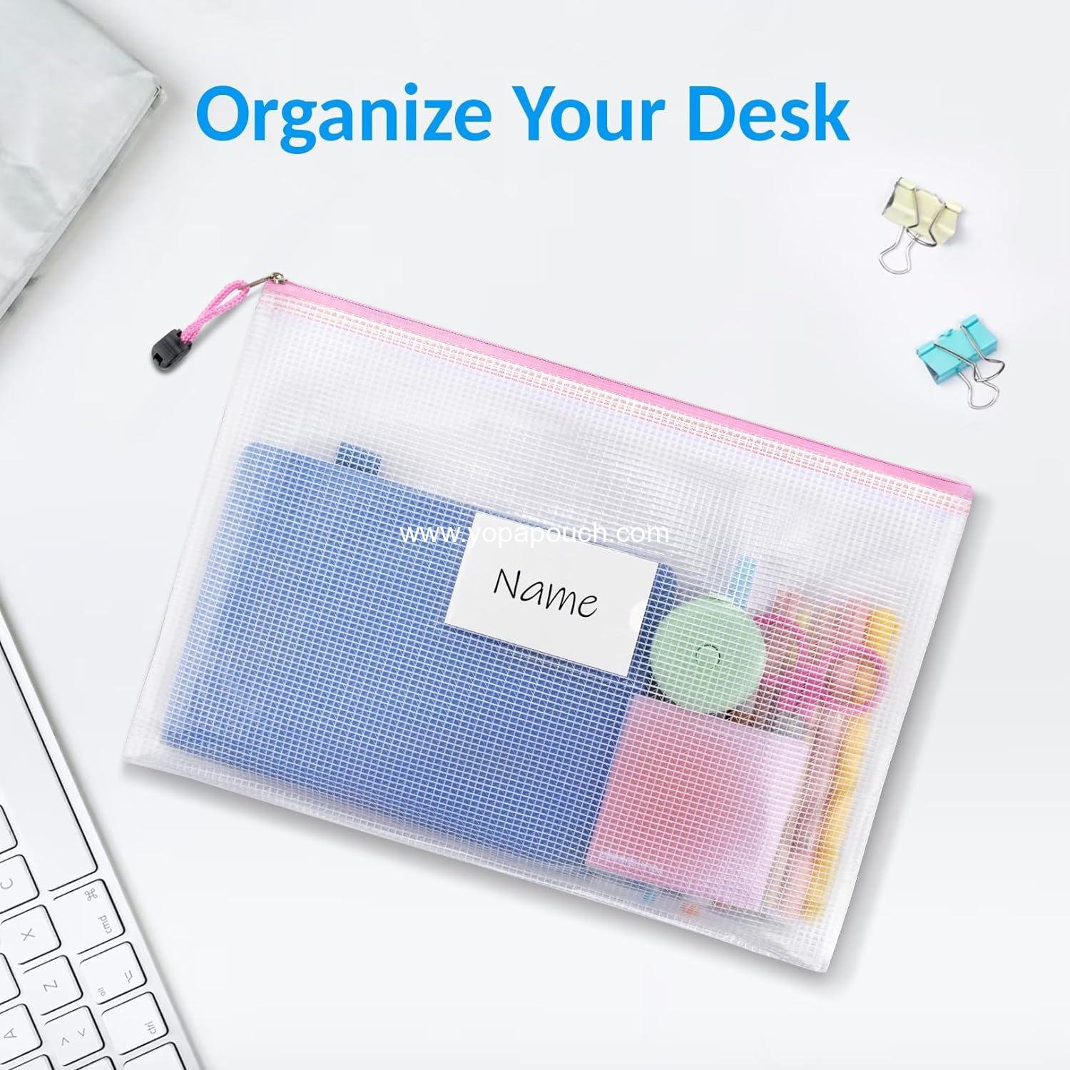 Wholesale 20 Pack Mesh Zipper Pouch Bags, A4 Size, Waterproof Document Bags with Label Pocket for Classroom Organization, Board Game Storage, Teacher and Office Supplies - Manufacturer