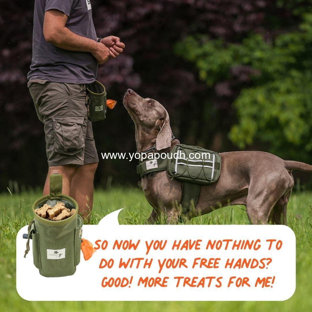 Wholesale Dog Treat Pouch with Drawstring to Prevent Spills | 2 Cup Tote | Hands-Free Design with 4 Ways to Wear | Pockets for Snacks, Poop Bags, Keys & Cards | Ideal for Pet Training, Walking & Rewards | Supplier