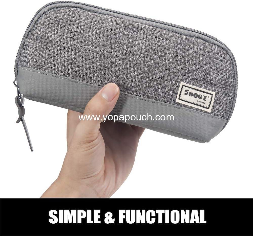 Wholesale Lightweight Wide-Opening Pencil Case, Spacious Triangular Design Bag for Adults, Aesthetic Grey Organizer - Supplier