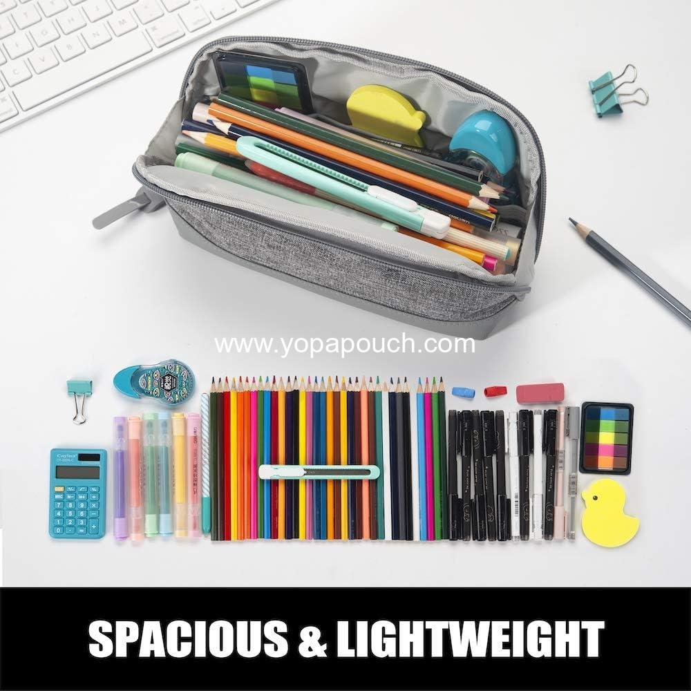 Wholesale Lightweight Wide-Opening Pencil Case, Spacious Triangular Design Bag for Adults, Aesthetic Grey Organizer - Supplier