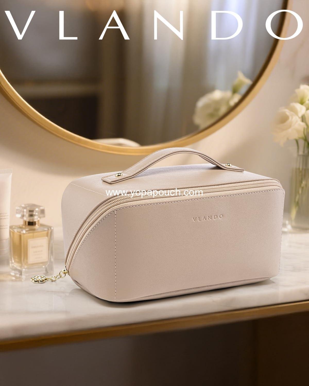 Wholesale Large Capacity Travel Toiletry Bag, Waterproof PU Leather Cosmetic Bag for Women with Divider & Handle - Supplier