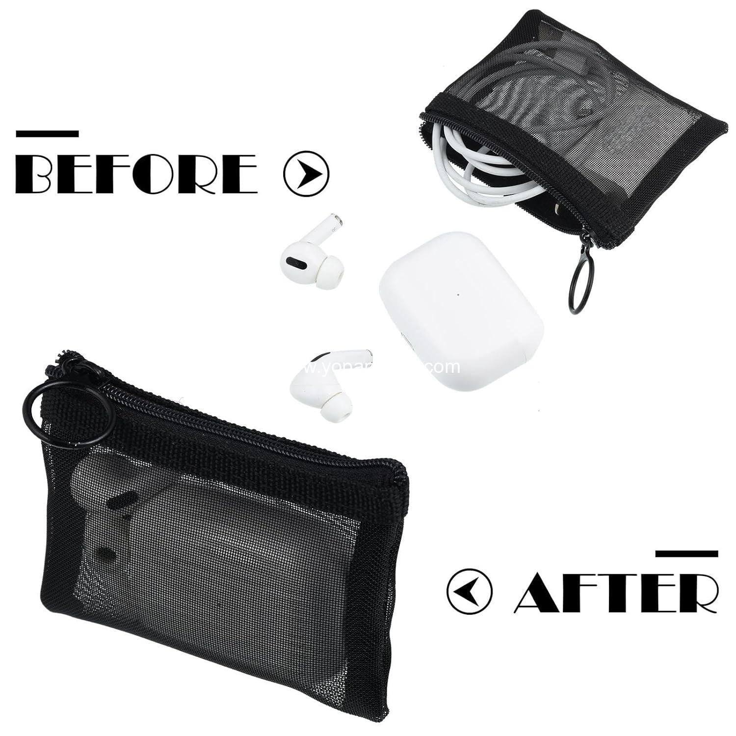 OEM 10 Pcs Small Mesh Zipper Bags, Portable Reusable Storage Pouches for Women, 3 x 4 Inch Black Coin Purse with Keychain - Wholesale Supplier