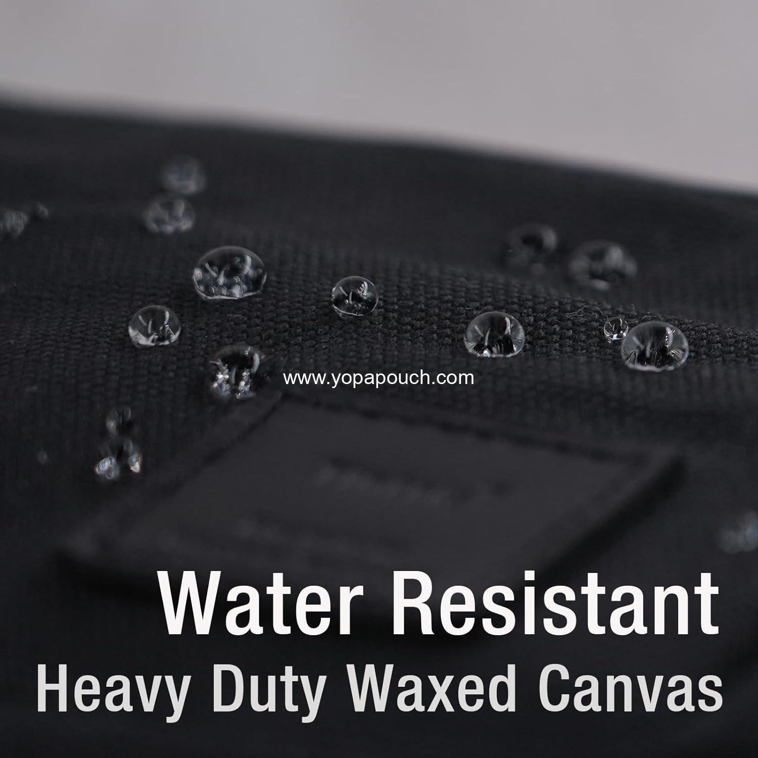 Wholesale EDC Belt Zipper Pouch for Men and Women, Water Resistant Waist Pack Bag for Camping and Hiking, Tough Waxed Canvas, Black, Size M