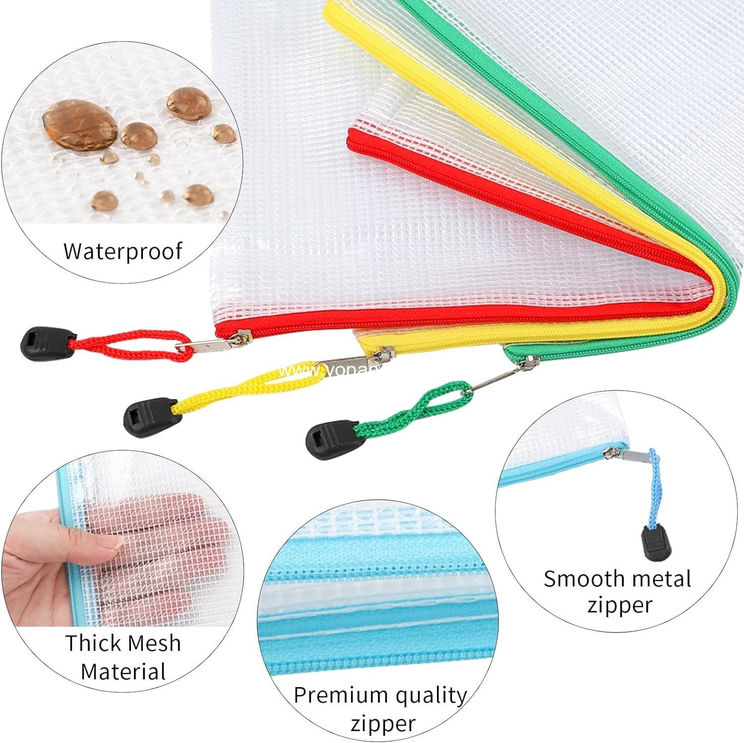 Wholesale 36pcs Mesh Zipper Pouch Bags A4 Size Board Game Storage for Organizing, Plastic Zipper Pouches in 11 Colors, Letter Size Puzzle Storage and Office Supplies Supplier