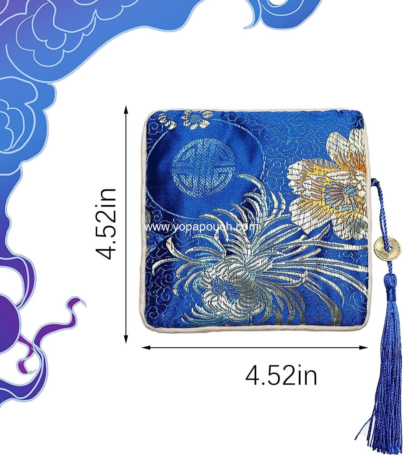 OEM 8pcs Silk Brocade Jewelry Bags with Zipper (11.5x11.5cm) - Silk Purse Pouch Gift Bags for Women, Coins, Traveling, Jewelry Rolls, Wedding, Birthday Party Favors Supplier