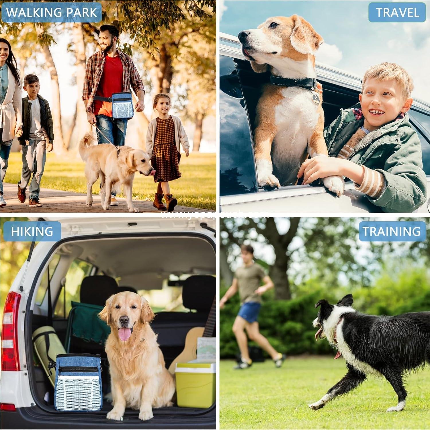 OEM Dog Treat Pouch - 3 Ways to Wear Training Pouch with 2 Clickers for Effective Dog Training, Adjustable Waist Belt and Shoulder Strap - Blue Factory