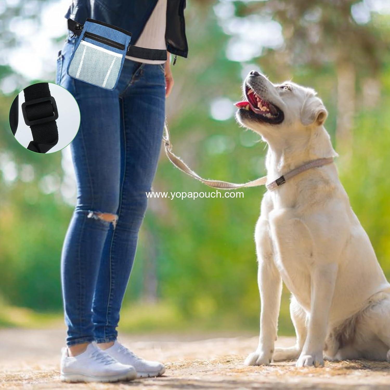 OEM Dog Treat Pouch - 3 Ways to Wear Training Pouch with 2 Clickers for Effective Dog Training, Adjustable Waist Belt and Shoulder Strap - Blue Factory
