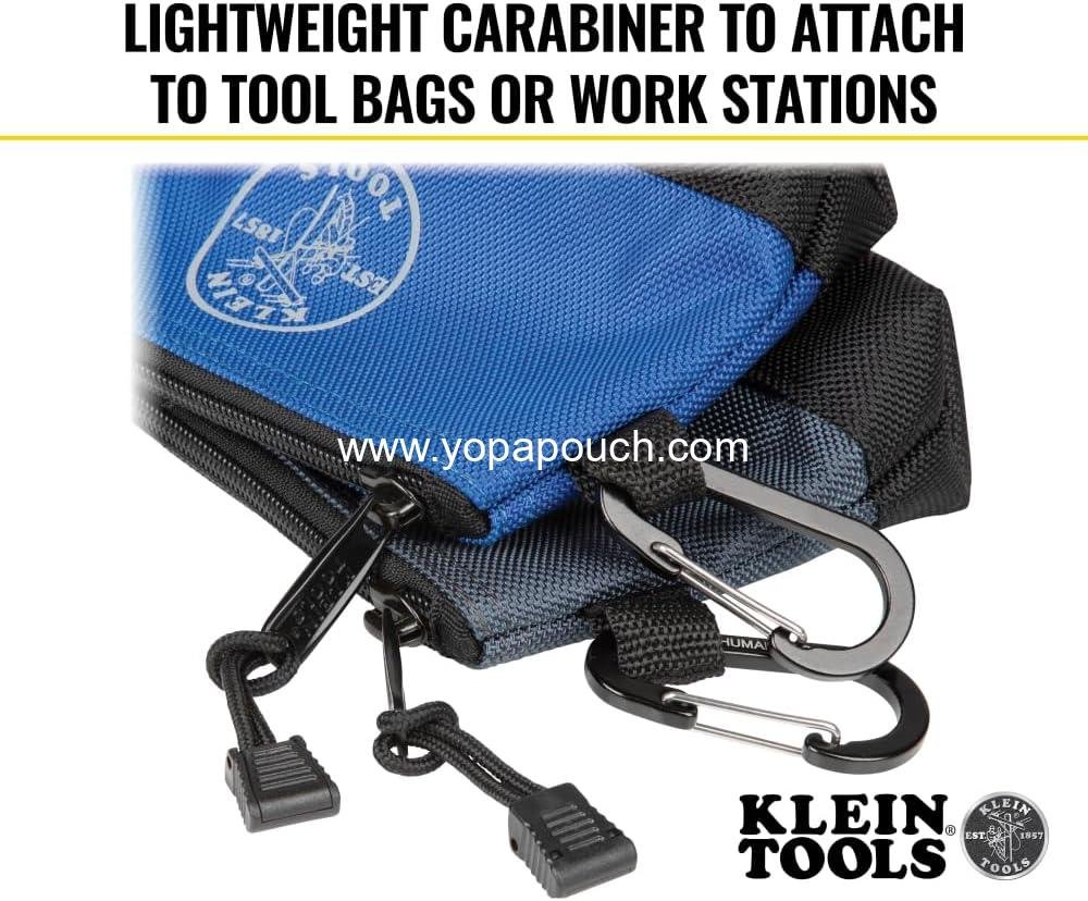 Wholesale Stand-Up Zipper Bag Tool Pouch with Carabiners, 7-Inch Blue and 14-Inch Gray Utility Bags with Reinforced Bottom, 2-Pack Supplier Wholesale Stand-Up Zipper Bag Tool Pouch with Carabiners, 7-Inch Blue and 14-Inch Gray Utility Bags with Reinforced Bottom, 2-Pack Supplier