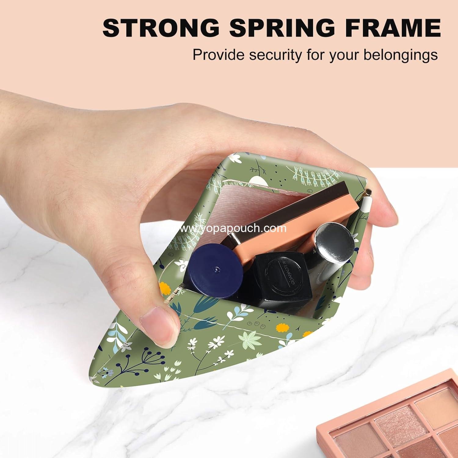 Wholesale PU Leather Small Squeeze Coin Purse Pouch Mini Bag Unique Cute Wallet Cosmetic Change Bag for Women and Men - Blue and Green Floral Design Supplier