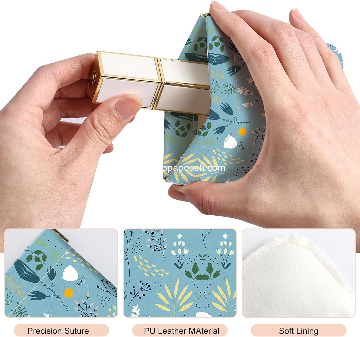 Wholesale PU Leather Small Squeeze Coin Purse Pouch Mini Bag Unique Cute Wallet Cosmetic Change Bag for Women and Men - Blue and Green Floral Design Supplier