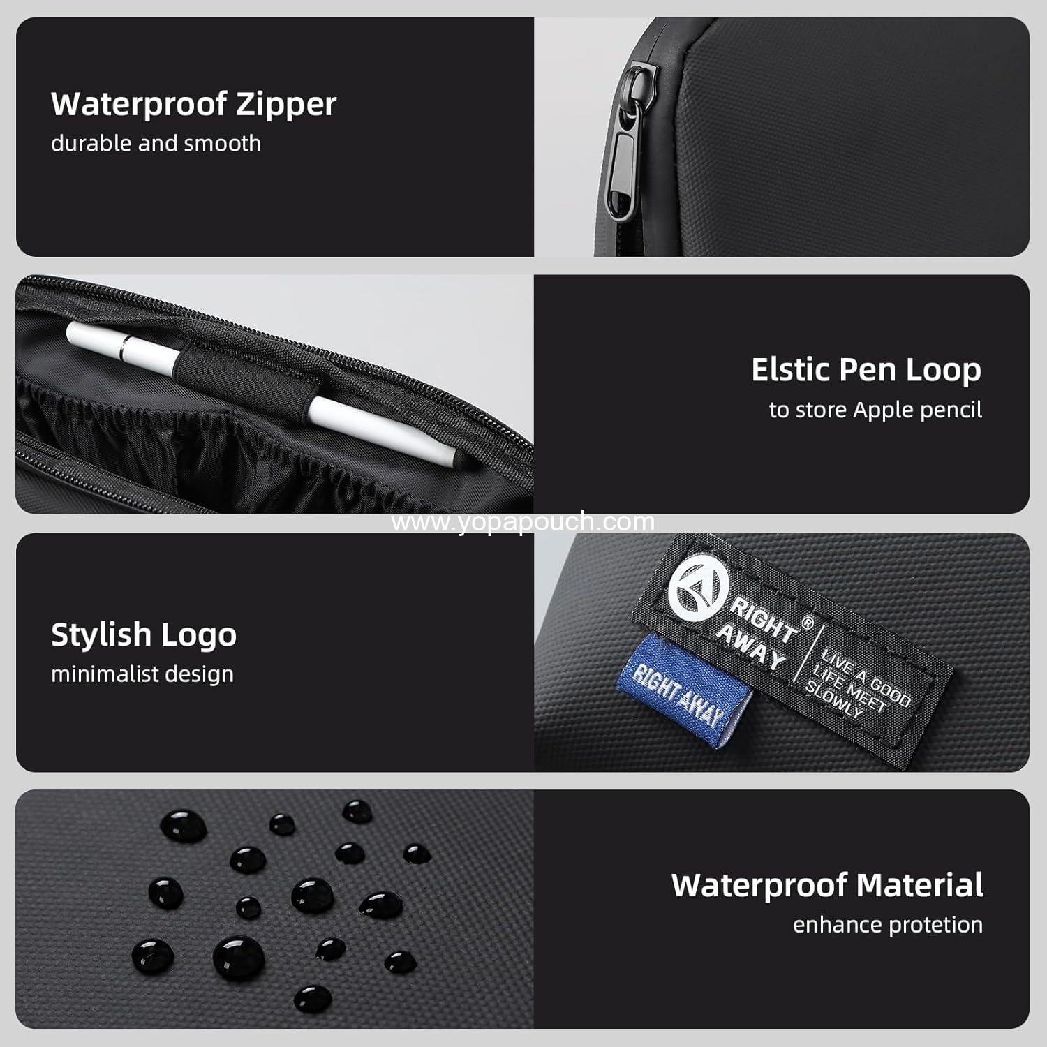 Wholesale Waterproof Travel Tech Pouch - Electronics Organizer for Phone, Charger, and Accessories - Cable Storage Bag (Black) - Supplier