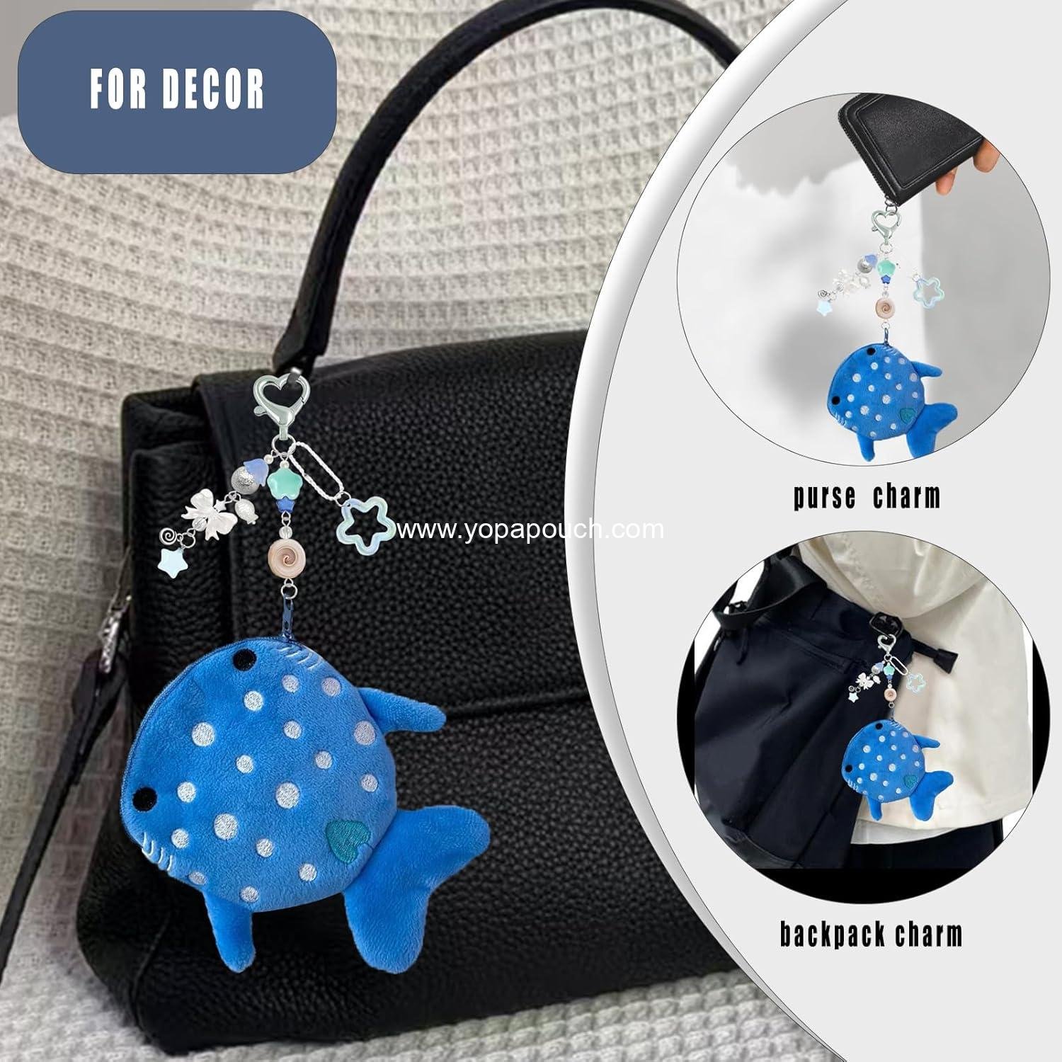 Wholesale Whale Shark Coin Purse Keychain - Cute Plush Zipper Change Pouch, Kawaii Handmade Coin Purse for Women, Supplier