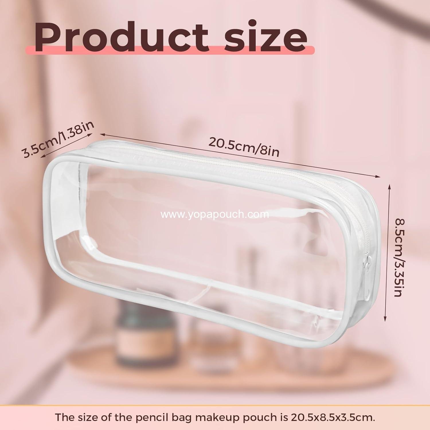 Wholesale Clear PVC Zipper Pencil Pouch 5 Pack, Large Capacity Pen Case for Office Stationery and Travel Storage (White) Supplier