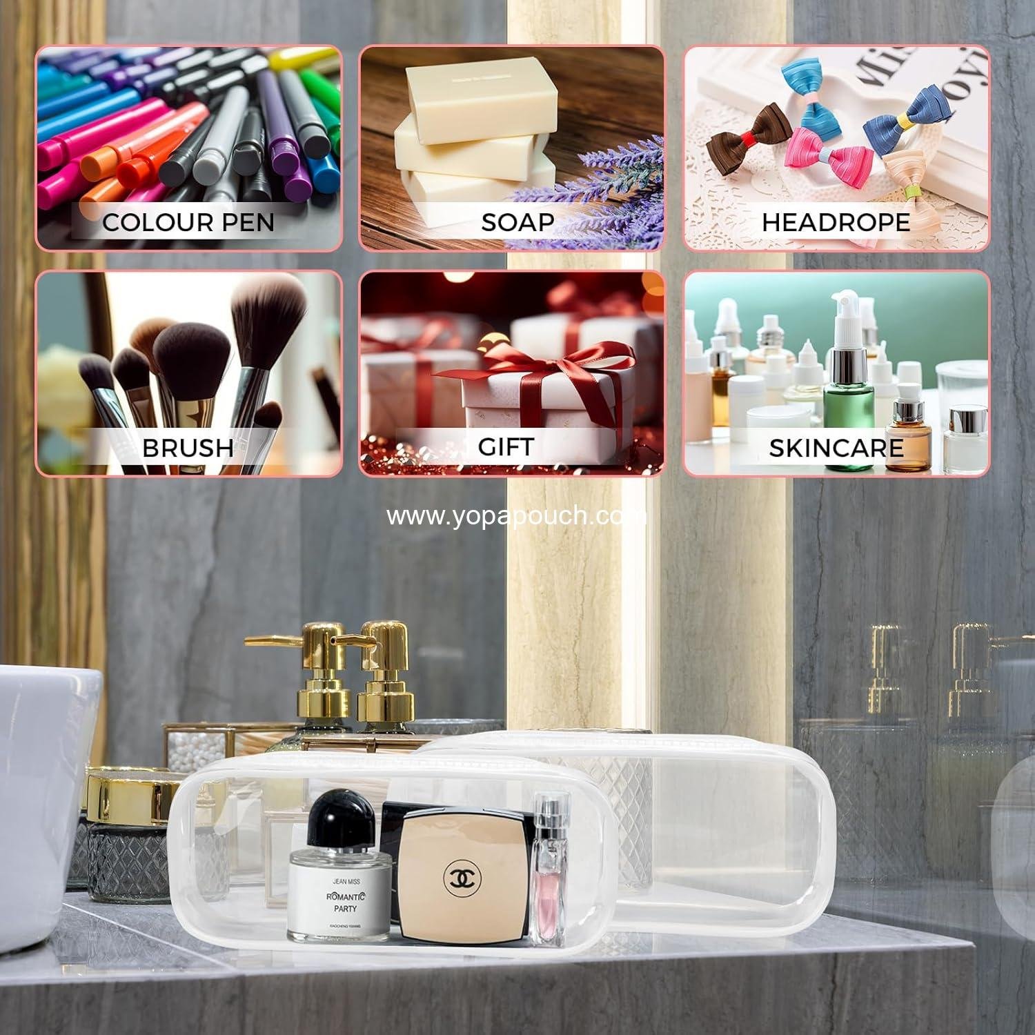 Wholesale Clear PVC Zipper Pencil Pouch 5 Pack, Large Capacity Pen Case for Office Stationery and Travel Storage (White) Supplier