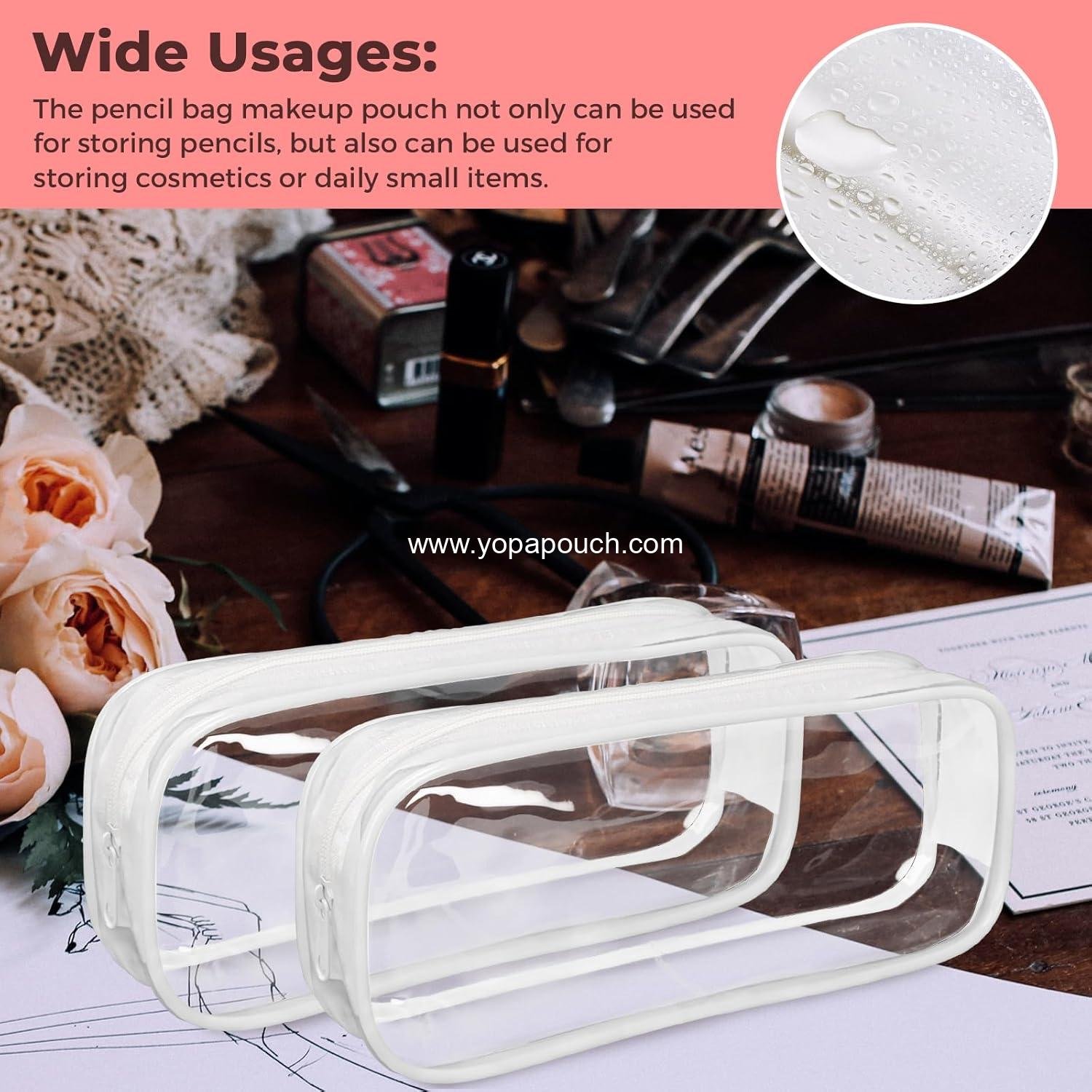 Wholesale Clear PVC Zipper Pencil Pouch 5 Pack, Large Capacity Pen Case for Office Stationery and Travel Storage (White) Supplier