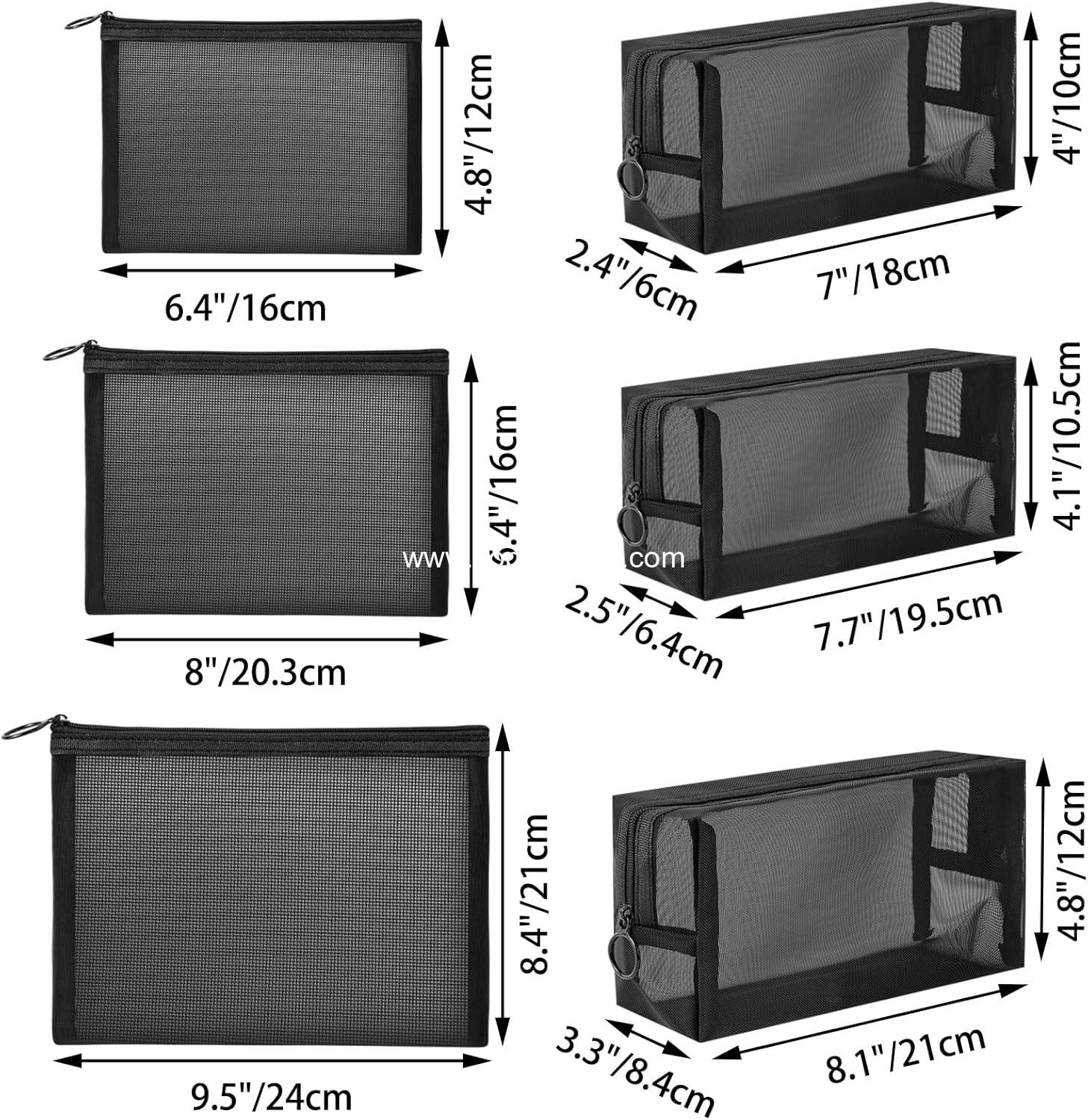Wholesale Mesh Cosmetic Bag Portable Makeup Pouch Travel Toiletry Organizer 6 Pieces Makeup Mesh Supplier