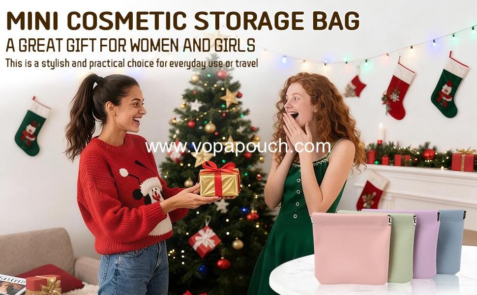 Wholesale 4PCS Personalized Snap Closure Leather Organizer Pouch, Self-Closing Mini Waterproof Cosmetic Bag for Purse Jewelry (4.7 x 4.5 in) - Supplier