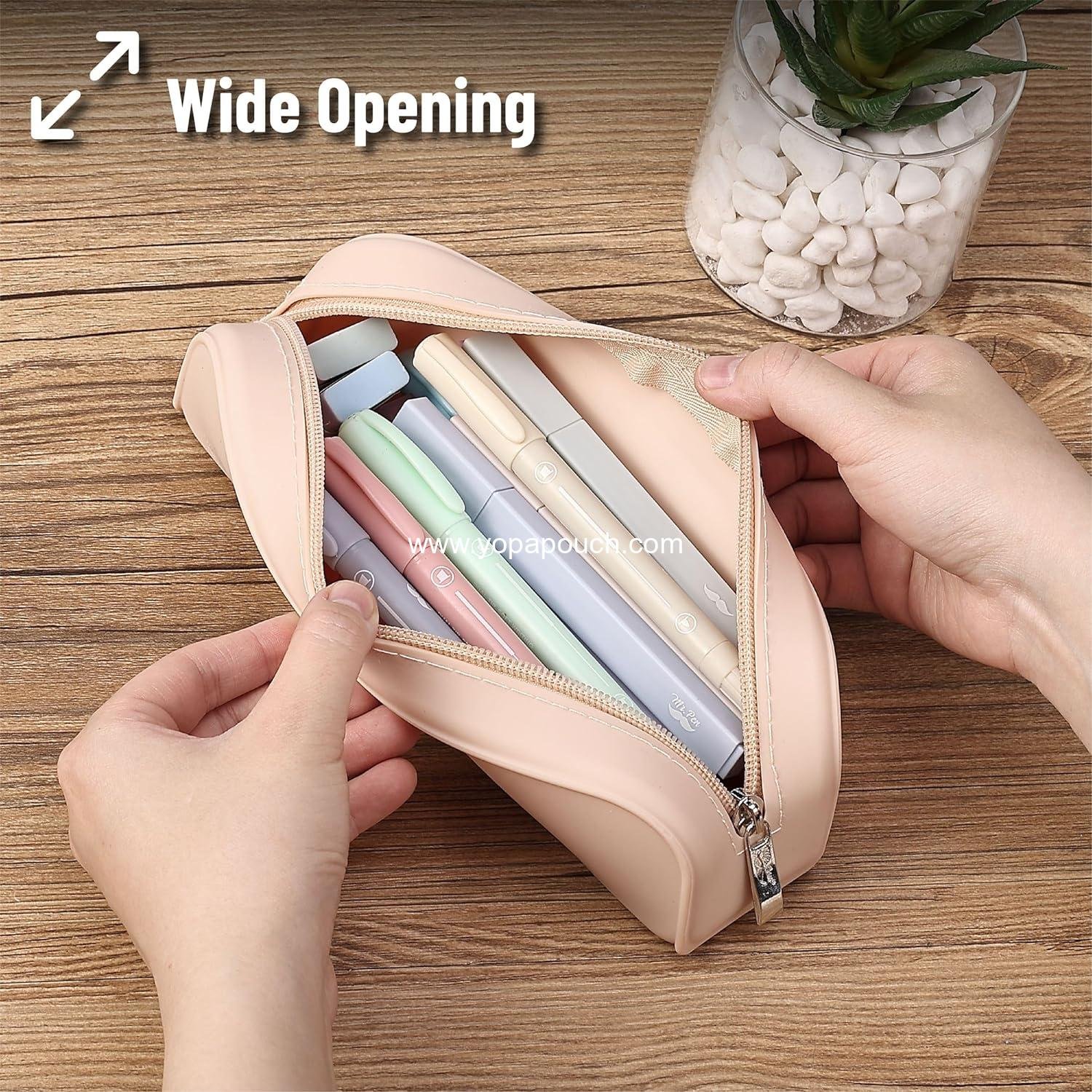 Wholesale Silicone Pencil Case, Malibu Dune Color, Aesthetic Pencil Bag for Women, Makeup Pouch - Manufacturer