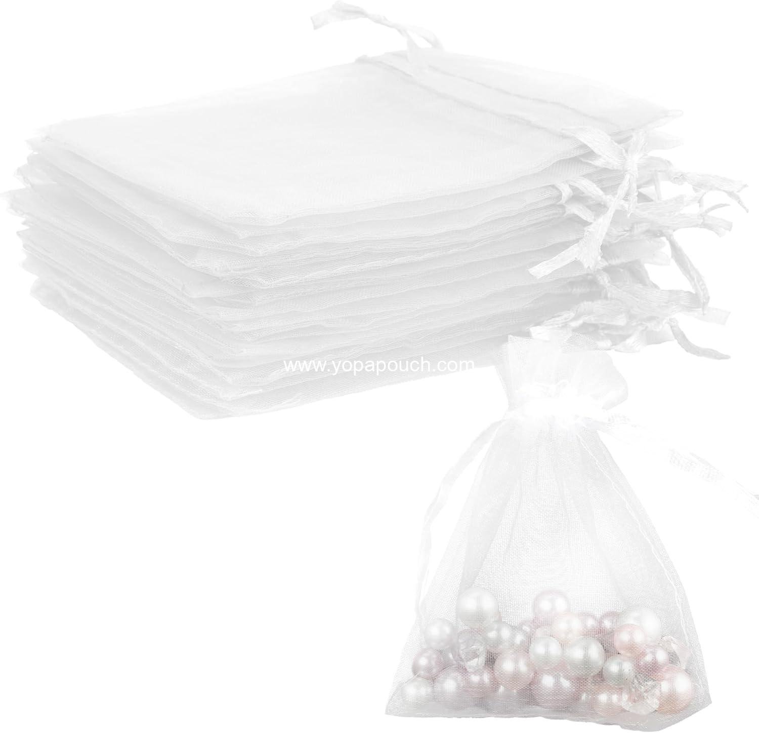 Organza Bags, White Organza Bags, 50Pcs, Sheer Organzas Bag 3 x 4 inch, Jewelry Gift Bags, Party Favor Bags with Drawstring, Mesh Gift Pouches Mini Candy Pouch for Wedding Christmas Party