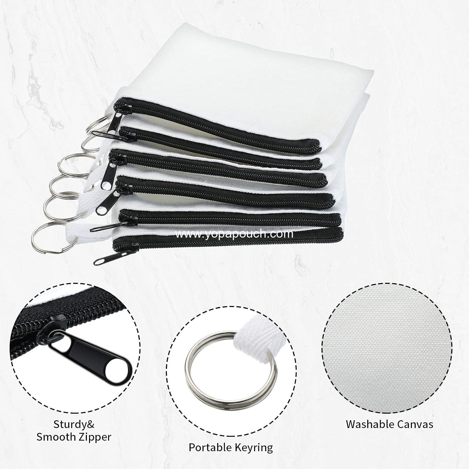 Wholesale 30 Pieces Sublimation Blank Small Coin Makeup Bags Bulk Cosmetic DIY Craft Pouch with Zipper Pencil Pouch Travel Toiletry Organizer (Black) Supplier