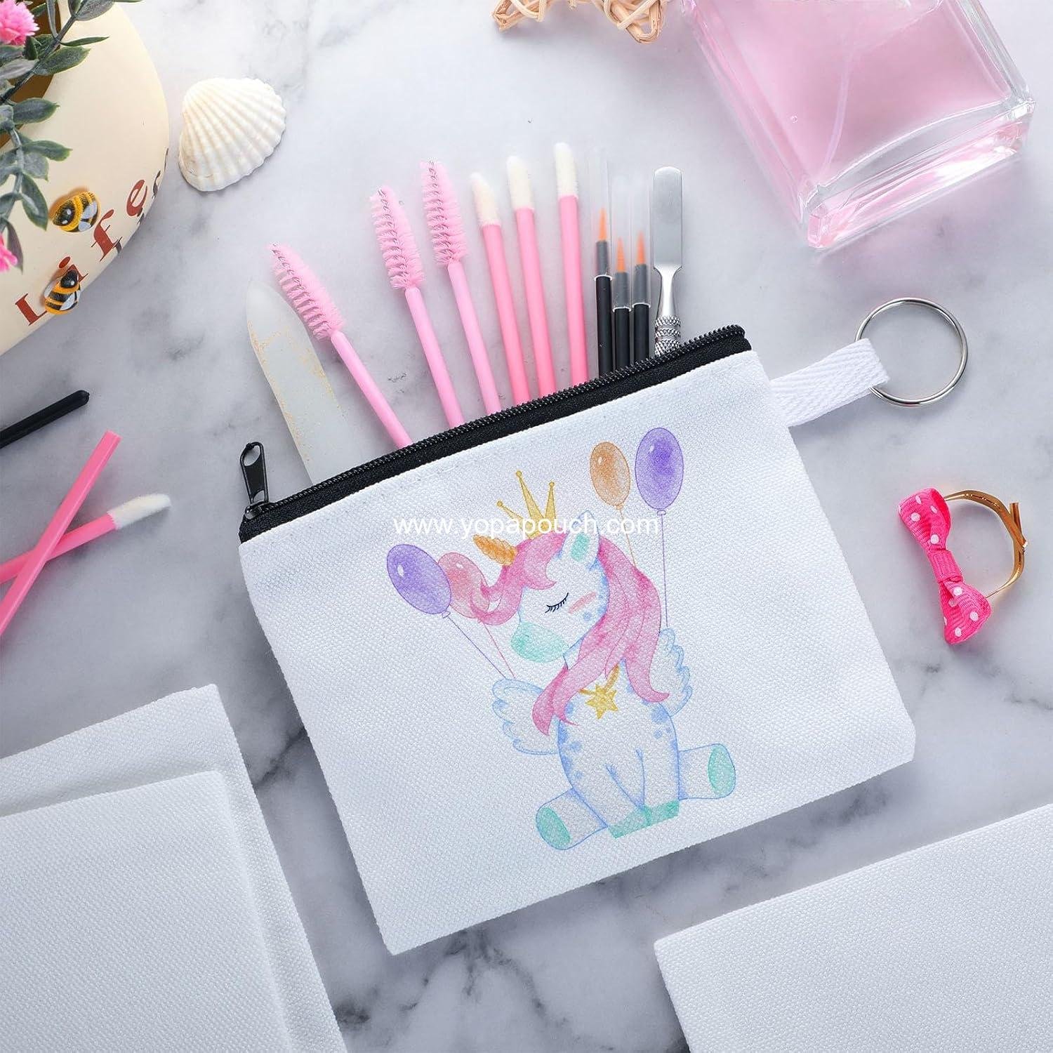 Wholesale 30 Pieces Sublimation Blank Small Coin Makeup Bags Bulk Cosmetic DIY Craft Pouch with Zipper Pencil Pouch Travel Toiletry Organizer (Black) Supplier