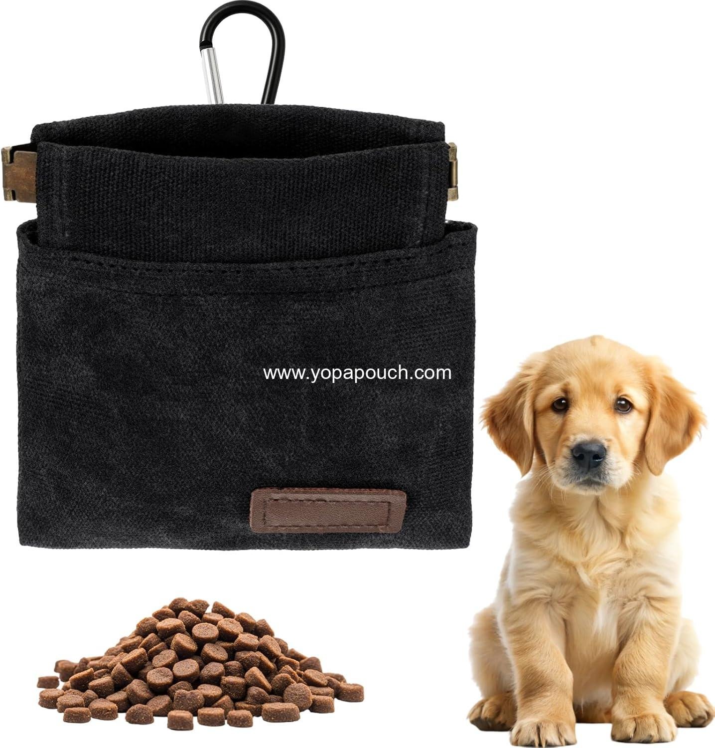 Puppy Treat Pouch Treat Bag for Dog Training 4.9 X 4.7 Inch Puppy Training Treats Dogs Walking Treats Bag Small Dogs Pouch for Walking, Outdoor Use, Daily Use (Black)