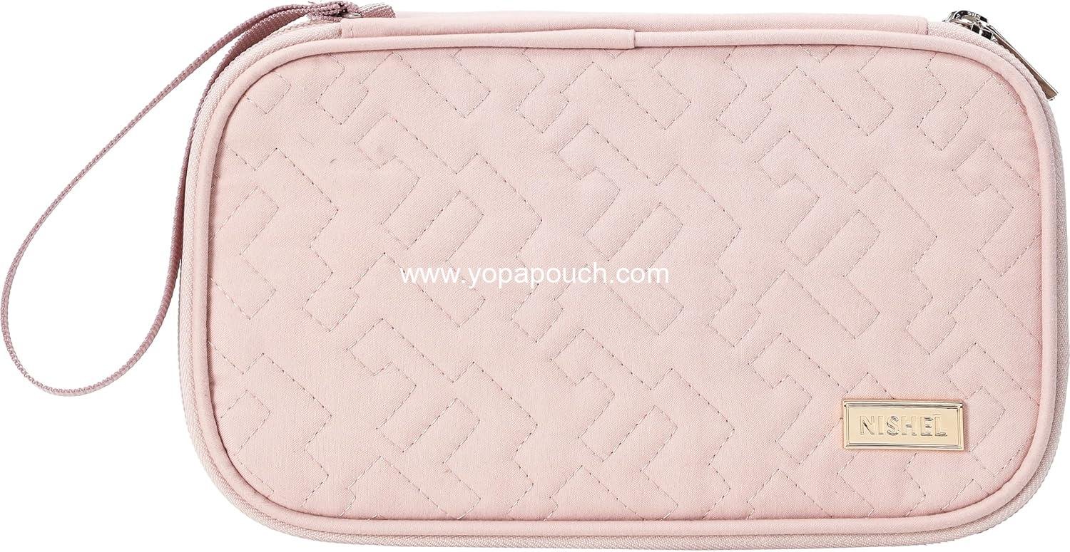 Wholesale Double Layer Travel Cord Organizer Case for Tech Accessories – Charger, Cable, Phone, Flash Drive, Medium Size, Pink Supplier