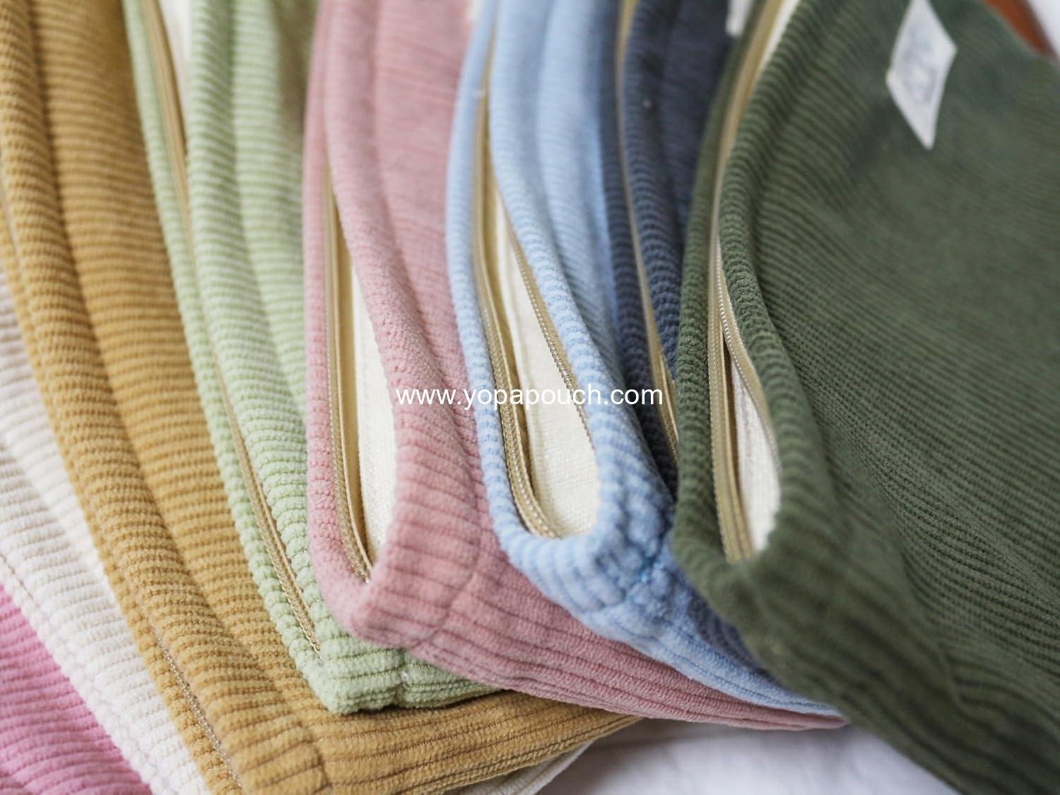 Wholesale Navy Green Corduroy Makeup Bag Cosmetic Toiletry Travel Pouch Makeup Accessory Organizer Canvas Lined Factory