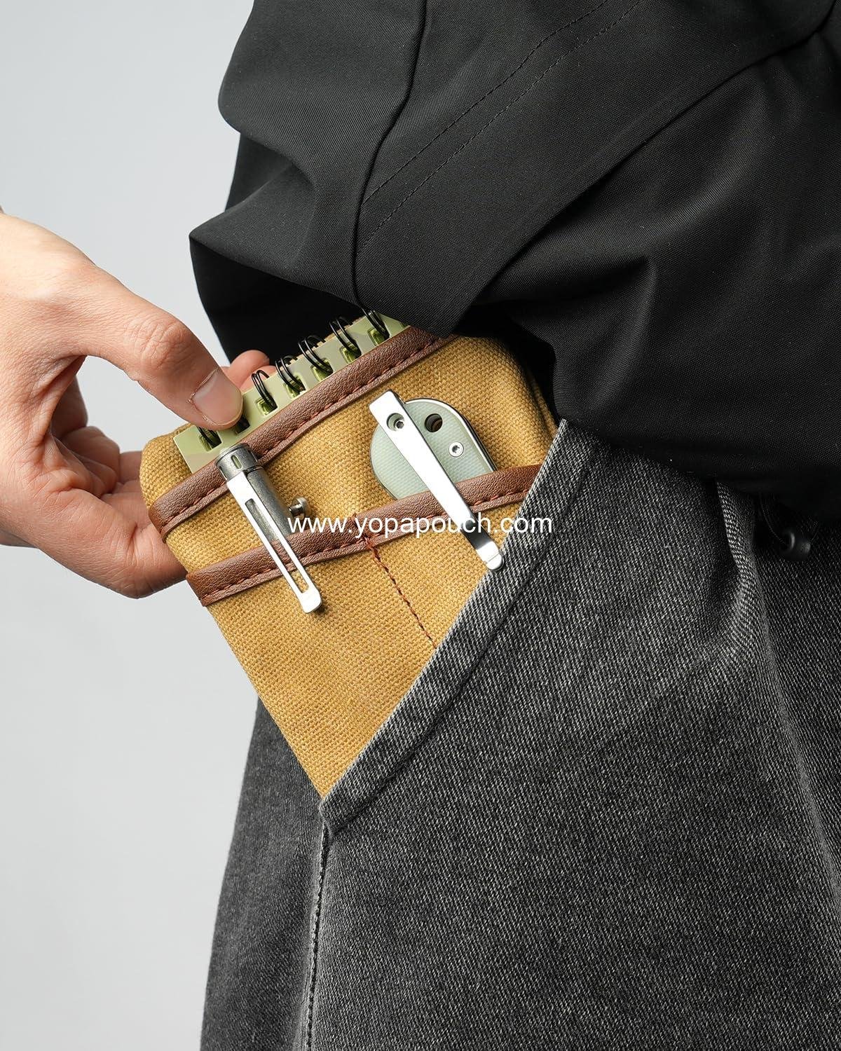 Wholesale Waxed Canvas EDC Pocket Organizer, Zipper Pouch for Men, Slim Organizer for Coins, Notebook, Multitool, Tactical Pen - Manufacturer