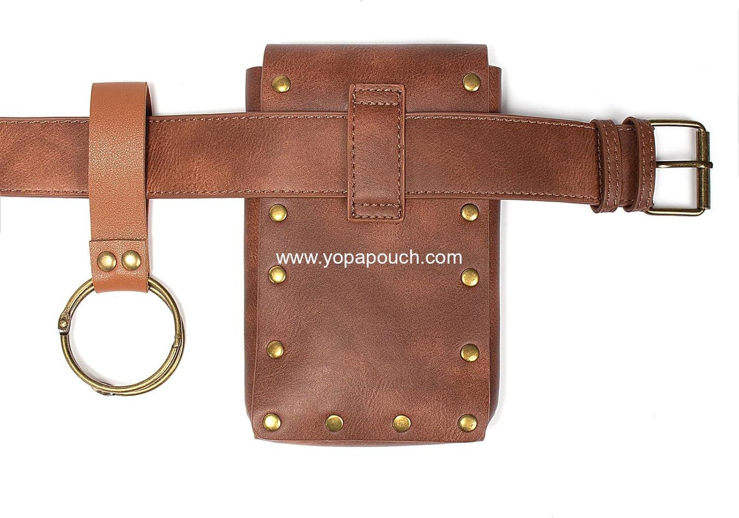 Wholesale Steampunk Fanny Pack Waist Bag Leather Phone Holder Medieval Renaissance Cosplay Costume Accessories (1-Brown) Supplier