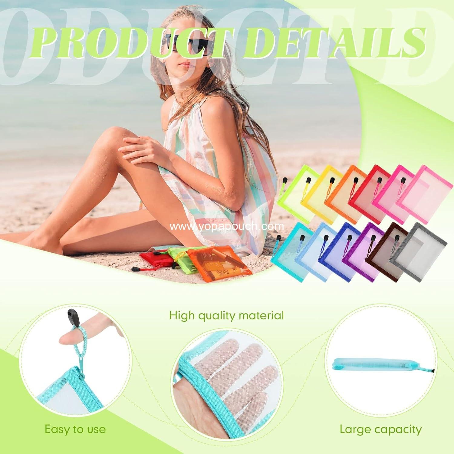 Wholesale 24 Pcs Mini Zipper Mesh Bags for Lipstick and Cosmetics Organizer - Nylon Makeup Pouch (5 x 4 Inch, Bright Colors) - ODM Supplier