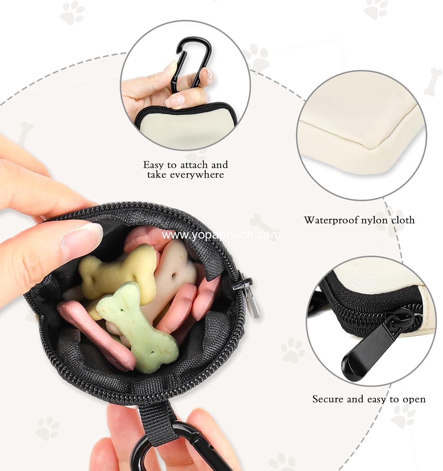 Wholesale Dog Treat Pouch 2-Pack, Waterproof Small Dog Bag for Hands-Free Walking, Includes Carabiner and Poop Bag Holder, Zipper Closure to Prevent Spills - Supplier
