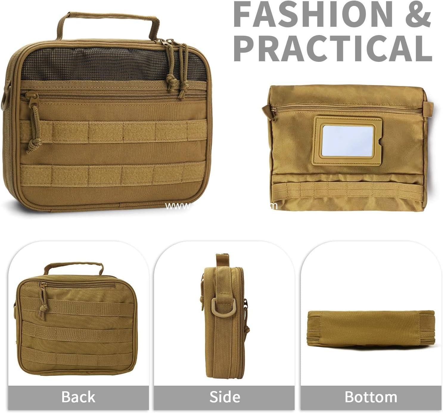 Wholesale Tactical Toiletry Bag for Men - Travel Organizer Dopp Kit for Short Trips, Shaving and Hygiene Essentials, Bathroom Hanging Storage, Brown Manufacturer