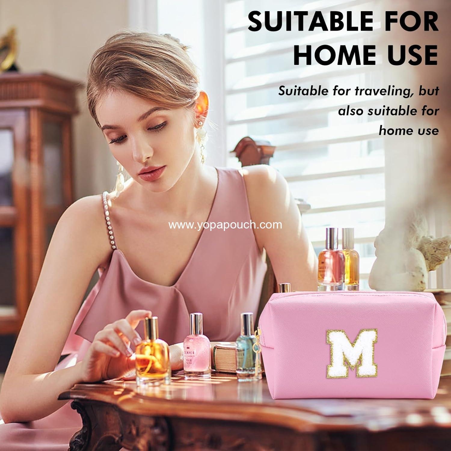 Wholesale Personalized Makeup Bag for Girls - Cute Waterproof Cosmetic Pouch with Zipper, Travel Toiletry Bag, Ideal Birthday Gift for Teen Girls and Women (Pink, Medium) Supplier