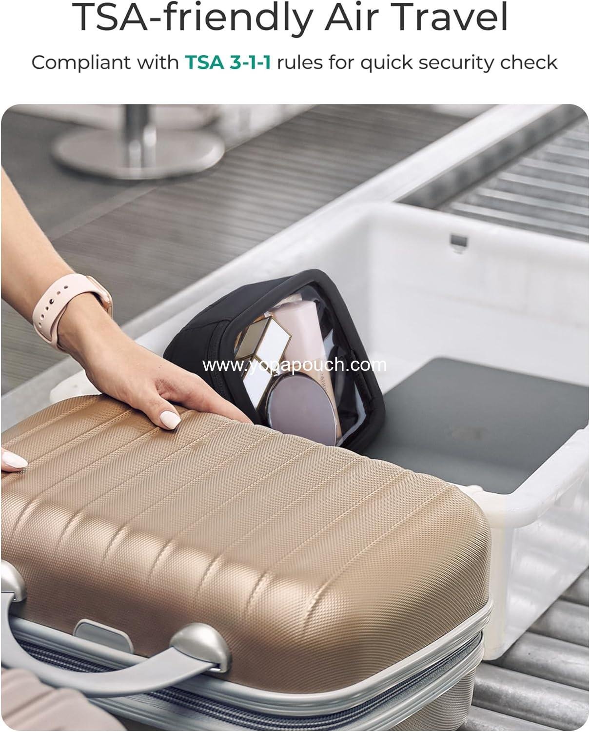 Wholesale Mini Clear Makeup Bag for Women, Portable Travel Toiletry Case, Cute Small Water-Resistant Cosmetic Pouch, TSA Approved with Zipper for Car Essentials (Black) Supplier