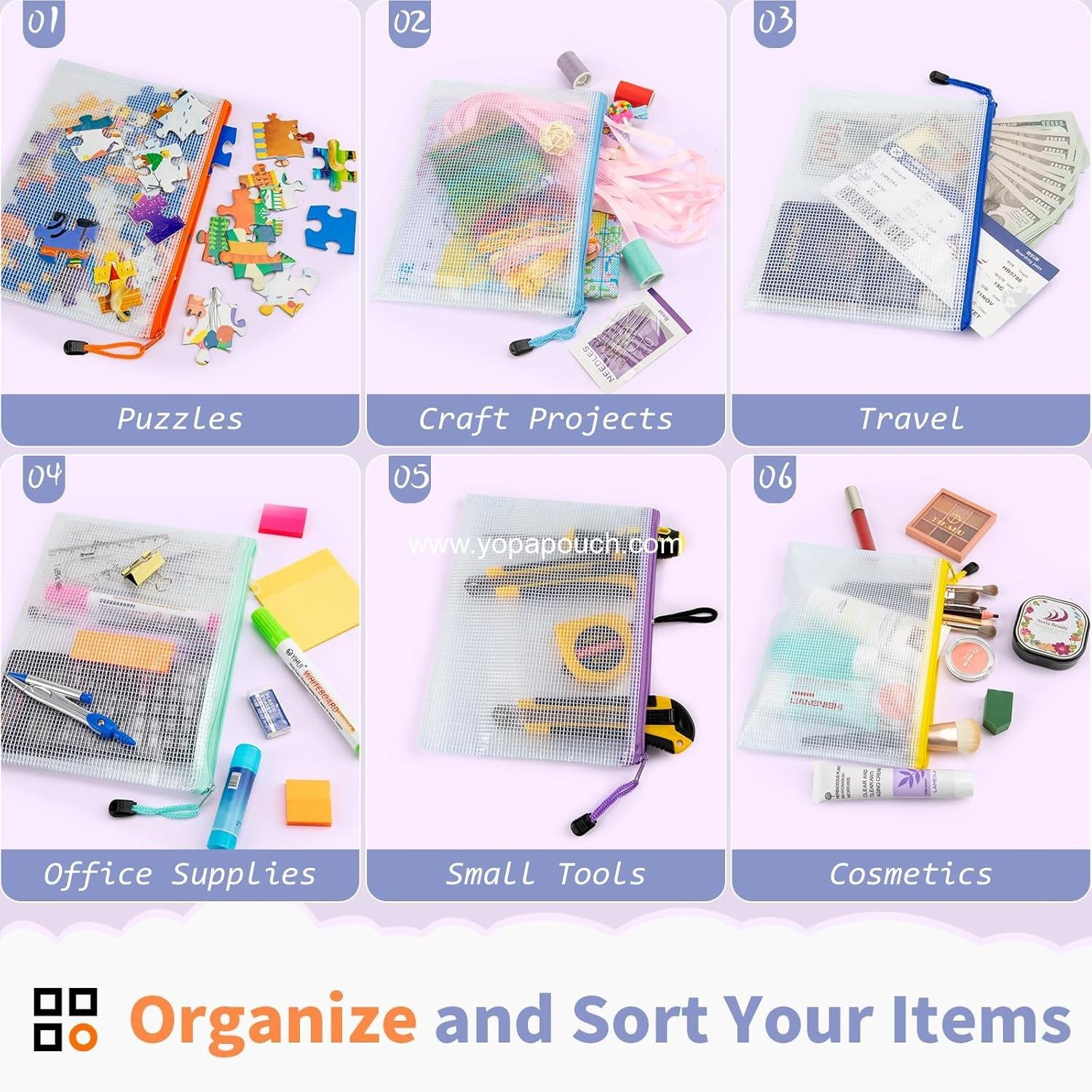 Wholesale 24 Pack Small Zipper Pouch - 12 Colors, 9.5