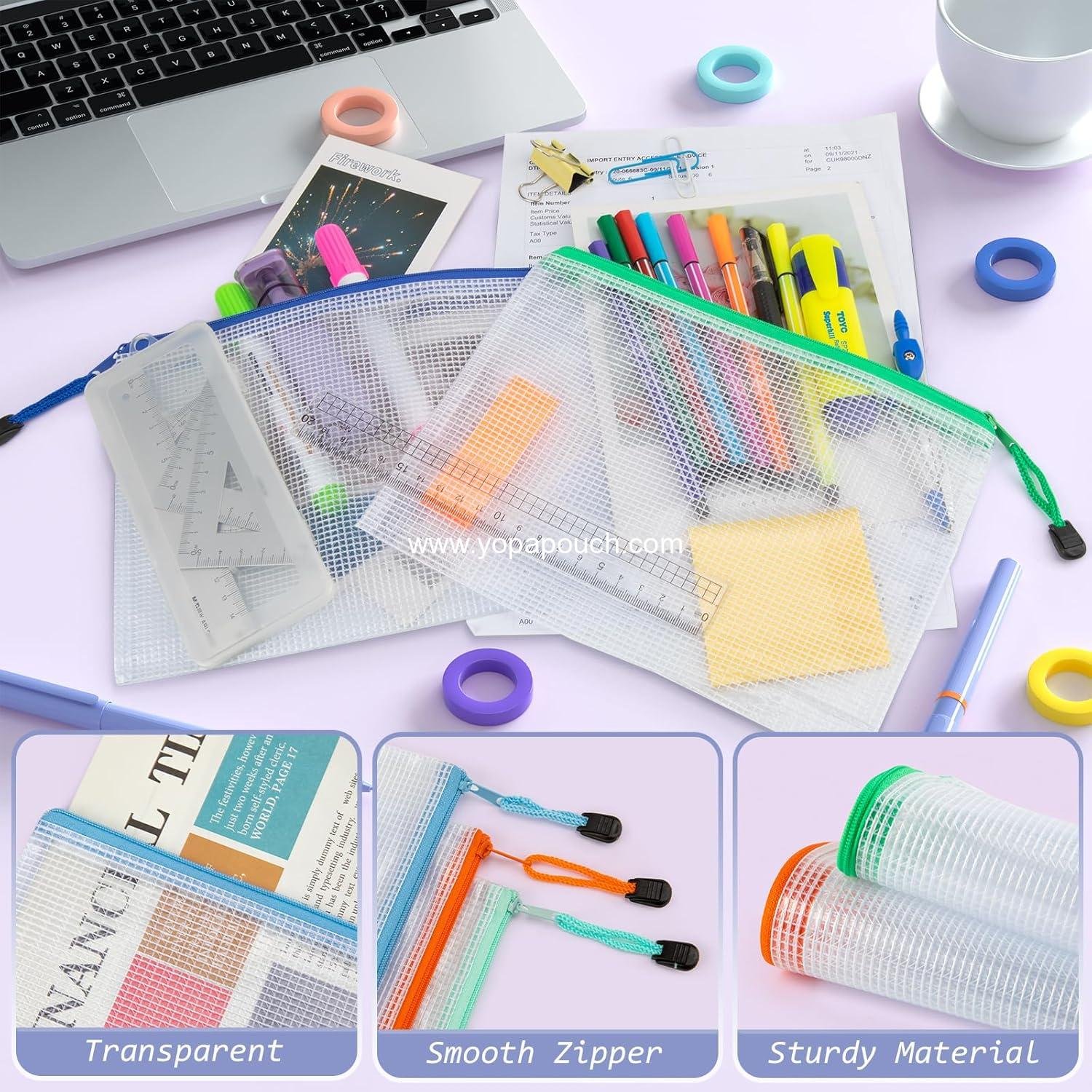 Wholesale 24 Pack Small Zipper Pouch - 12 Colors, 9.5