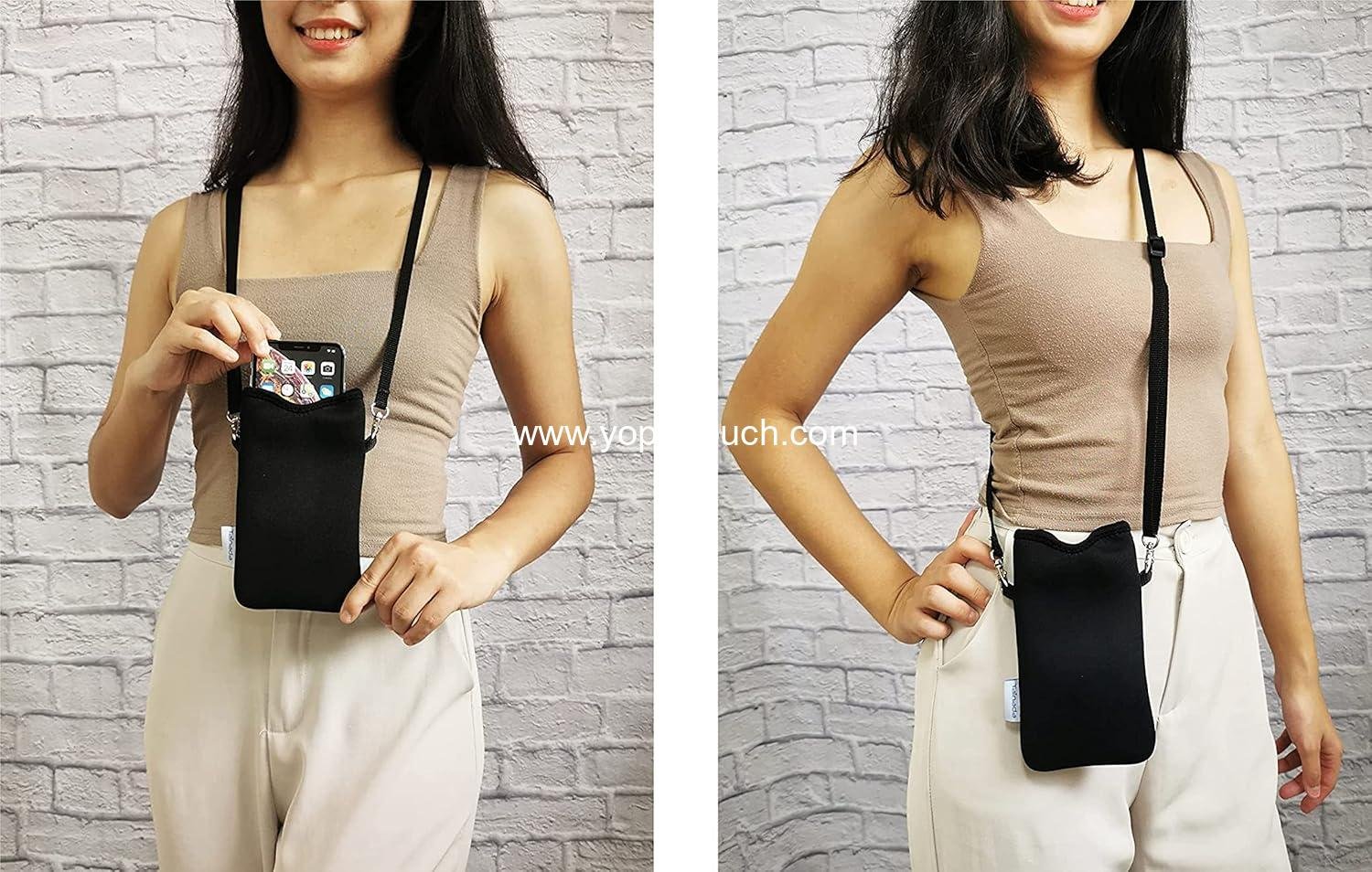 Wholesale Neoprene Phone Sleeve Case with Crossbody Strap/Neck Lanyard for iPhone 17/16/15 Pro Max, Air, 16/15 Plus, 16e, Samsung S25, A56, Google Pixel 10 (Black) - Supplier