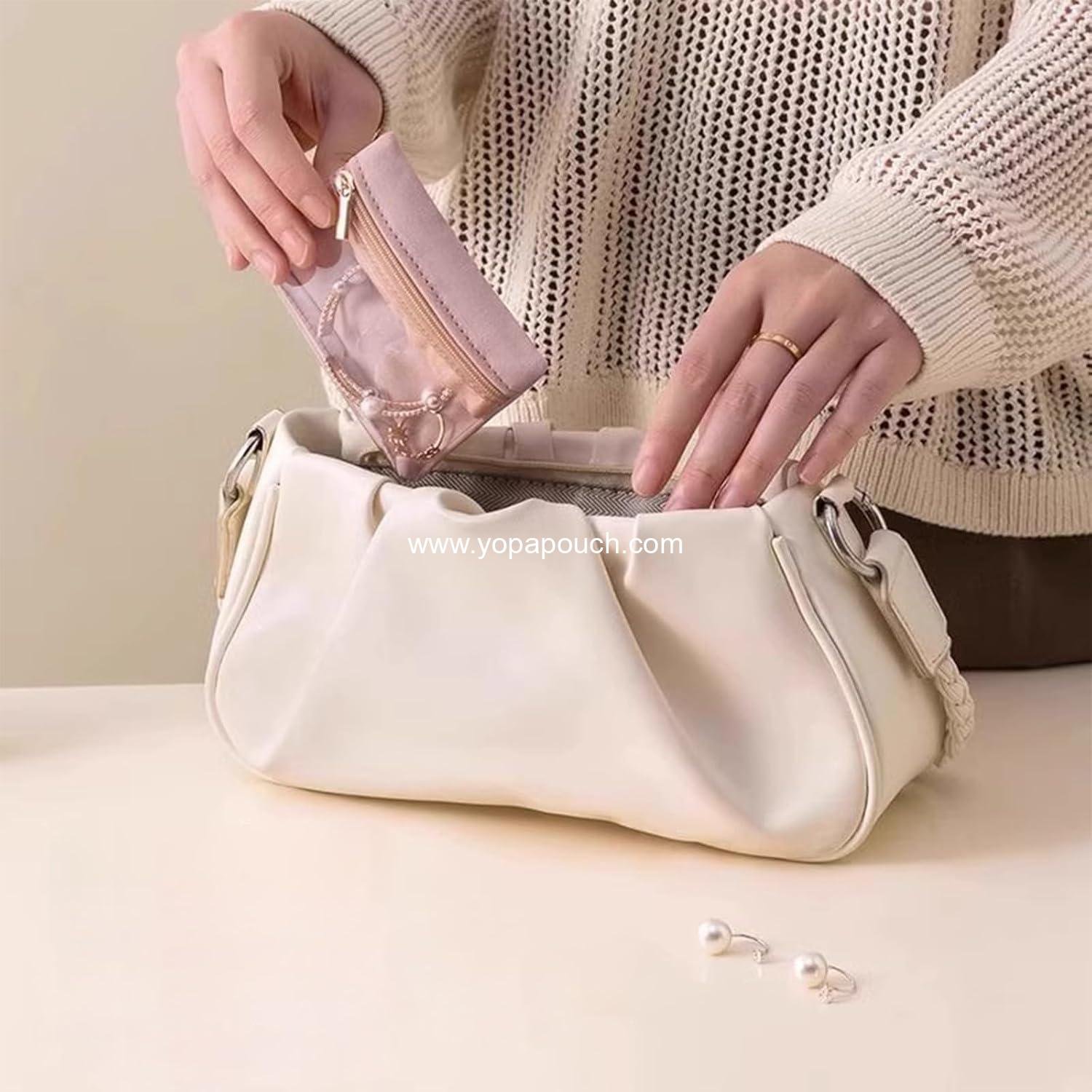 Wholesale Small Travel Jewelry Pouches, 6PCS Clear Organizer Bags with Soft Velvet and Zipper, Pocket Storage Case Purse Organizer for Women Girls Gift - Supplier